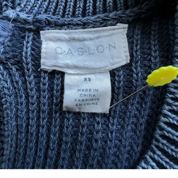 CASLON | NWOT BLUE COTTON RIBBED TIE-BACK TUNIC SWEATER | EXTRA SMALL - Picture 10 of 11